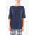 Woolrich Oversized Flax Slub T-Shirt With Breast Pocket Blue