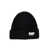 Ganni Black Fisherman Rib Beanie With Logo Patch In Wool Blend Woman Black