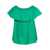 DOUUOD Emerald Green Ruffle Top With Boat Neckline In Cotton Woman GREEN