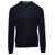 LANEUS Blue Crewneck Sweater With Ribbed Trim In Wool And Silk Man BLUE