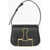 Off-White Leather Skeleton Binder Shoulder Bag With Golden Detail Black