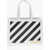 Off-White Leather Printed Tote Bag White