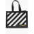 Off-White Leather Tote Bag With Diagonal Stripe Detailing White