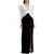 Alessandra Rich Long Silk And Velvet Dress BLACK-WHITE