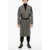 Neil Barrett Herringbone Motif Virgin Wool Double Breast Coat With Belt Black & White