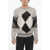 Neil Barrett Argyle Motif Crew-Neck Sweater Black & White