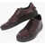 CORNELIANI Lived-In Effect Leather Low-Top Sneakers Burgundy