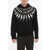 Neil Barrett Fleeced Cotton Fairisle Thunderbolt Hoodie Black