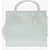 Off-White Solid Color Leather Tote Bag Light Blue