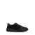 Salvatore Ferragamo Black Low Top Sneakers With Intarsia And Tonal Plaque In Fabric And Leather Man Black