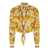 Dolce & Gabbana Yellow And White Crop Shirt With Majolica Print And Knot In Cotton Woman YELLOW