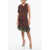 STEPHAN JANSON Asymmetric Paris Silk Dress With Ostrich Feathered Bottom Brown