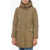 Woolrich Nylon Military Down Jacket With Hidden Closure Brown