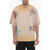 Off-White Gradient Effect Crew-Neck T-Shirt With Prints Brown