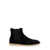 Dolce & Gabbana Black Pull-On Ankle Boots With Dg Logo In Suede Man Black