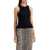 Ganni Ribbed Knit Tank Top With Spaghetti Straps BLACK