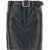 Pinko Leather Mini Skirt NERO LIMOUSINE