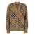Burberry Beige Cardigan With Check Motif In Wool And Mohair Woman Beige