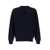 Emporio Armani Dark Blue Sweater With Logo Embroidery In Wool And Cotton Man BLUE