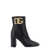 Dolce & Gabbana Leather ankle boots with metal monogram Black