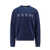 Marni Organic cotton sweatshirt with Floral Logo on the front Blue