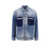 Palm Angels Denim jacket with back leather logo patch Blue