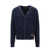 DSQUARED2 Cotton blend cardigan with ribbed motif Blue