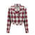 Alessandra Rich Tweed blazer with check motif Red
