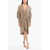 IRO Long Sleeved Pinstriped V Neck Dress Beige