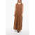Aspesi Linen Sleeveless Dress With Gathered Detail Brown