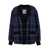 MSGM Oversized Blue And Black Jacket With Check Motif In Heavy Fabric Woman Black