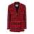 MSGM Red Double-Breasted Jacket With Check Motif In Heavy Fabric Woman RED