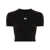 Palm Angels Palm Angels Cropped Cotton T-Shirt With Logo Print Black