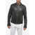Maison Margiela Mm14 Leather Biker Jacket With Zipped Pockets Black