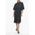Maison Margiela Mm6 Single-Pleated Cotton Shirt Dress With Balanced Stripe M Black