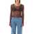 MARINE SERRE Marine Serre Mesh Moon Crew Neck Top BROWN