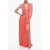 COSTARELLOS Draped Lurex Maxidress With Cut-Out Detail Orange