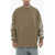 Off-White Fleeced Cotton Glitz Bricks Crew-Neck Sweatshirt With Glitte Military Green