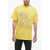 HONEY FUCKING DIJON Basquiat Solid Color Crew-Neck T-Shirt With Graffiti Print Yellow