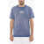 Off-White Seasonal Slim Fit Crew-Neck T-Shirt With Printed Logo Blue