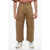 STUDIO NICHOLSON Twill Cotton Crop Pants With Pleats Brown