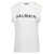 Balmain White Tank Top With Contrasting Lettering Print And Jewel Buttons In Cotton Donna Balmain WHITE