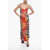 PIERRE-LOUIS MASCIA Satin Slip Dress With Floral Pattern Multicolor