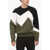 Neil Barrett Crew Neck Modernist Sweatshirt With Color Block Design Military Green