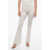 AVENUE MONTAIGNE Slim Striped Pants With Flared Hem Beige