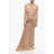 COSTARELLOS Draped Lurex Maxidress With Halter Neck Beige