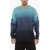 Off-White Gradient Effect Fuzzy Crew-Neck Sweater Blue