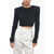 ROTATE Birger Christensen Cropped Fit Lurex Cardigan With Padded Shoulders Black