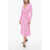 ROTATE Birger Christensen Lace Flared Midi Dress With Draped Detail Pink