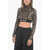 Palm Angels Sequined Crop Top With Animal Pattern Brown